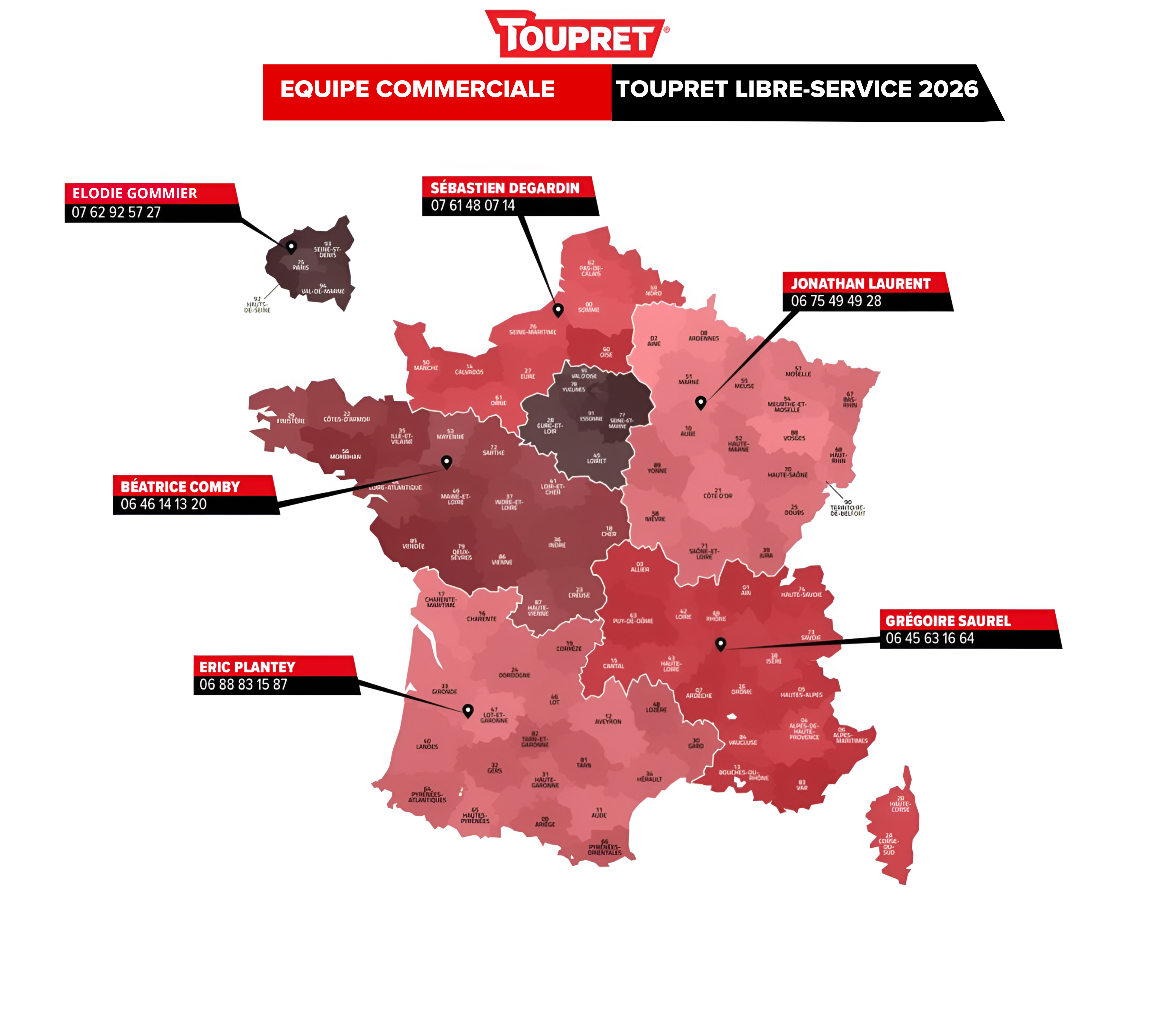 Carte Toupret - Equipe commerciale LIBRE SERVICE 2025